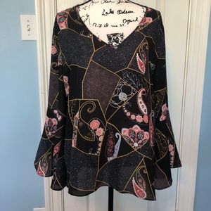 NWOT-Bell Sleeve V Neckline Top -